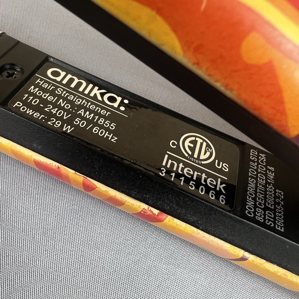 Amika AM1855 1" Ceramic Hair Straightener Flat Iron Orange Paisley Tested - Picture 5 of 5